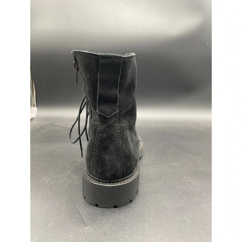 Zara Man Black Suede‎ Lace Up Side Zip Combat Boots Lug Sole Size 43 Mens 10